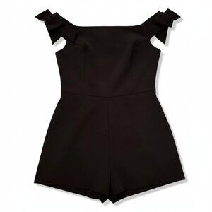 Like new! Romeo & Juliet Couture Black Off-the-Shoulder Bow Romper | Size M